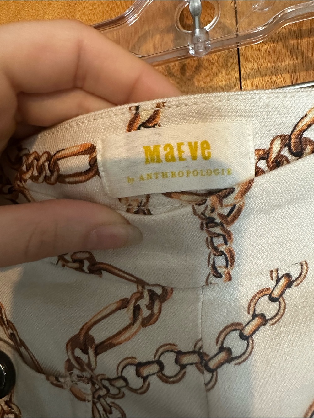 Maeve by Anthropologie Cream Wide-Leg Chain Print Culotte Palazzo Pants - Picture 4 of 6